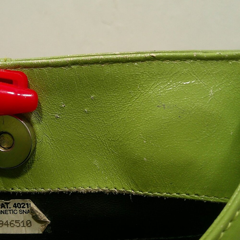 Vintage Nordstrom Made in Italy Green Leather hexagonal Bag Purse Pocketbook - Picture 14 of 14